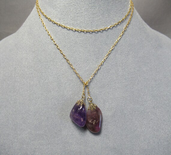 Natural Amethyst Lariat Necklace, Lavender Violet… - image 6