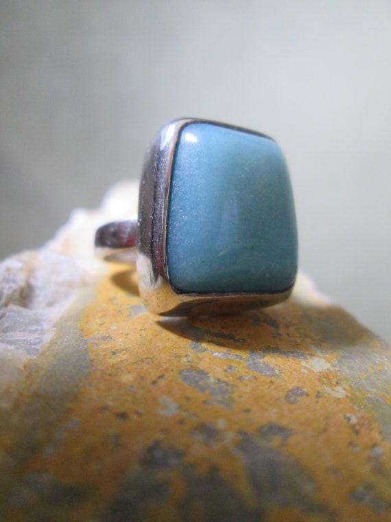 1950s Sterling Silver Modernist Turquoise Ring Ch… - image 3