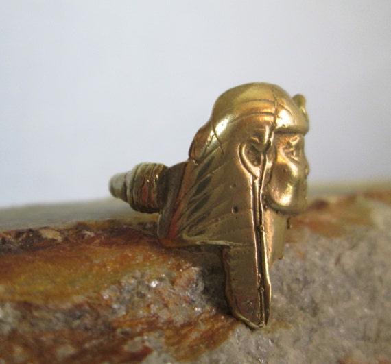 Bronze Pharaoh Ring, Artisan Cast Egyptian Arts a… - image 5