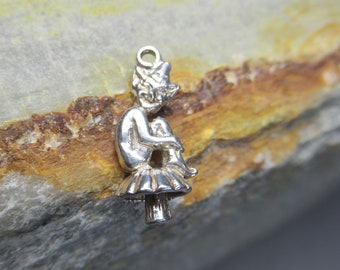 Sterling Silver Bracelet Charm PIXIE Elf Imp Garden Fairy