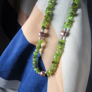 Peridot Pearl Necklace on Sterling Silver Chain, 18 Birthstone Strand image 4