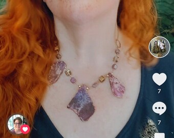 Collar de Jaspe Imperial, Jaspe Púrpura, Amatista, Collar de Cristal