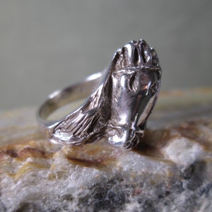 Bespoke Sterling Silver Ring Sculpted Horse Profile with Bridle and Mane Size 6 Equestrian Jewelry image 5
