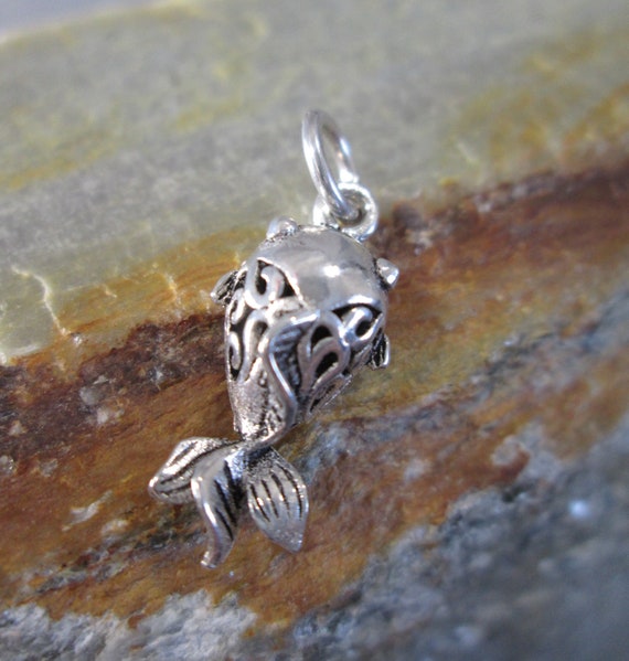 Sterling Silver GOLDFISH Charm 3D Filigree Koi Fi… - image 2