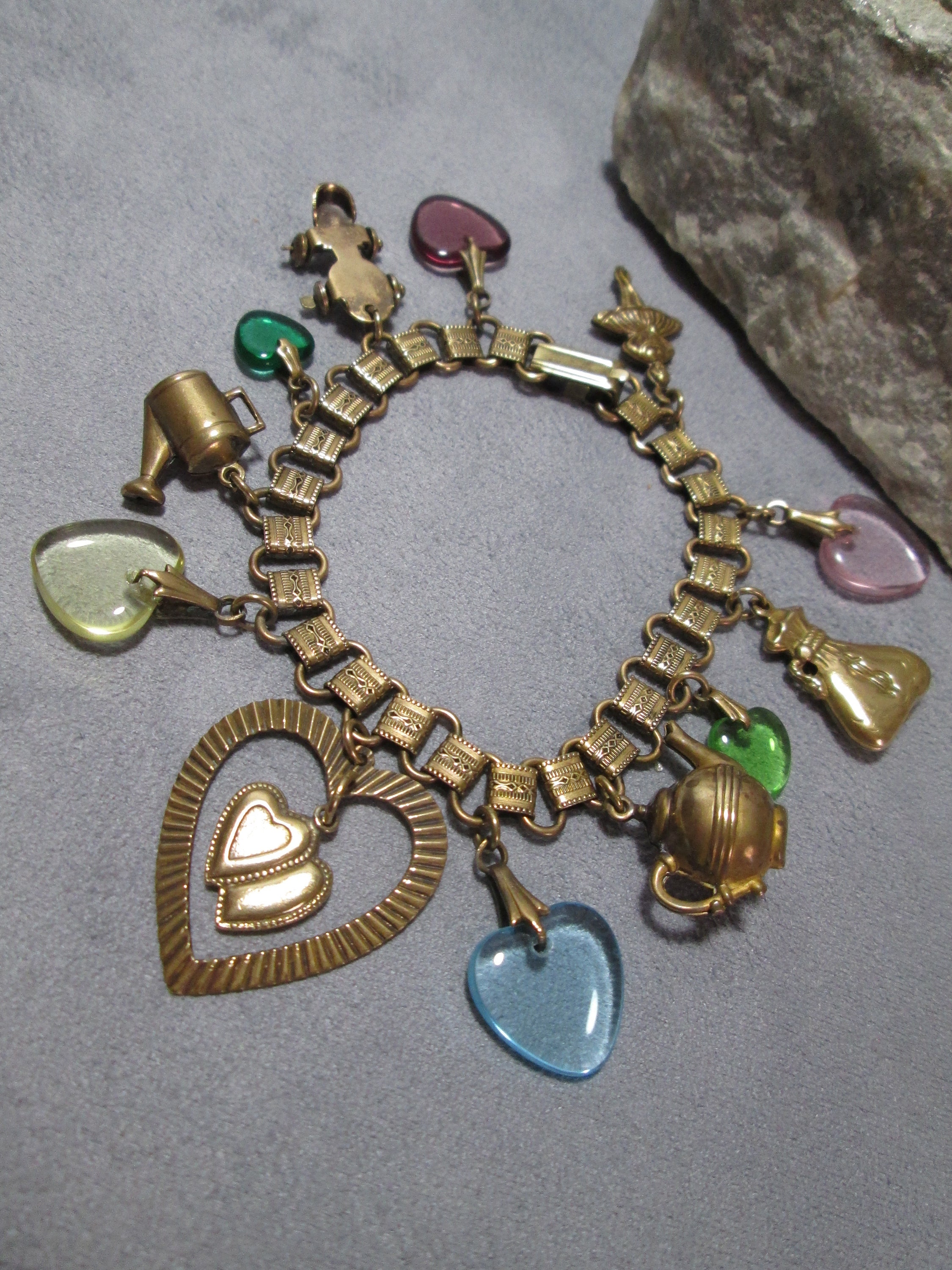 Pididdly Links Charm Bracelet HEARTS Artisan Brass and Etsy