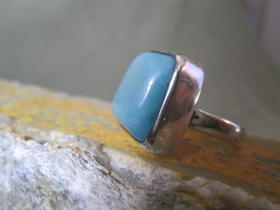 1950s Sterling Silver Modernist Turquoise Ring Ch… - image 5