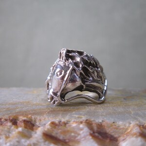 Bespoke Sterling Silver Ring Sculpted Horse Profile with Bridle and Mane Size 6 Equestrian Jewelry image 2