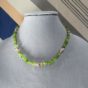 Peridot Pearl Necklace on Sterling Silver Chain, 18 Birthstone Strand image 3
