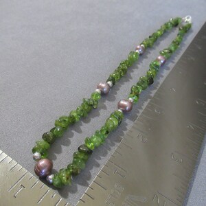 Peridot Pearl Necklace on Sterling Silver Chain, 18 Birthstone Strand image 6