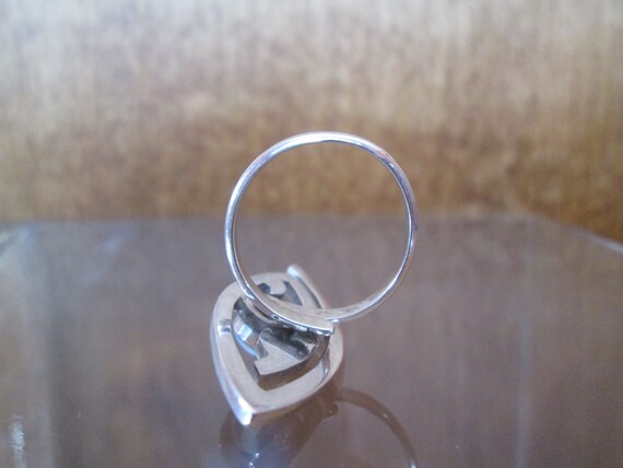 Sterling Silver Larimar Ring, Graceful Modernist … - image 7