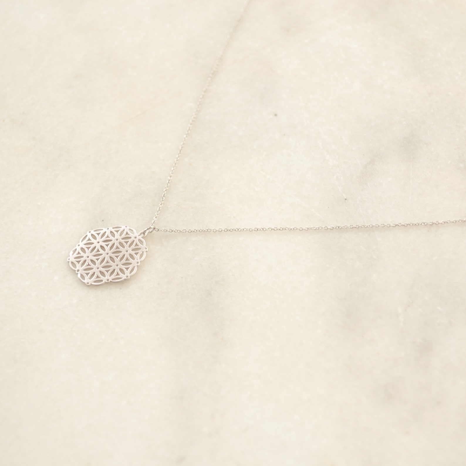 Flower of Life Silver Necklace Sacred Geometry Mandala Etsy