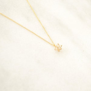 Tiny Merkaba Necklace with zirconia Spiritual Charm Minimalist and dainty Sacred Geometry Holistic Jewelry image 4