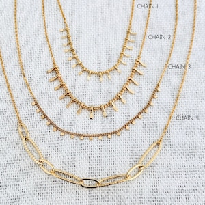 Minimalist and Dainty Gold Necklace - Geometric Layering Bar, Circle Necklace