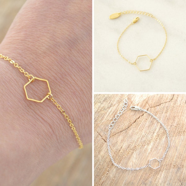 Sechseck minimalistisch und geometrische Armband in Golden Yes Silber