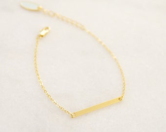 Gold Bar Bracelet - Stacking bracelet - Delicate Charm necklace - Minimalist and Dainty Bracelet