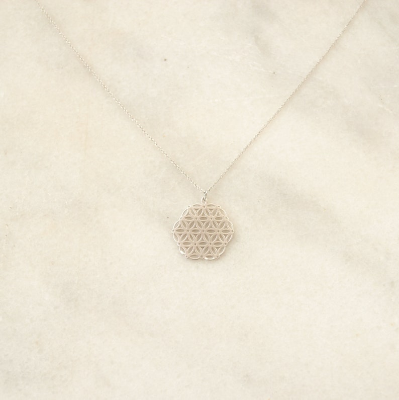 Flower of Life Silver Necklace Sacred Geometry Mandala - Etsy