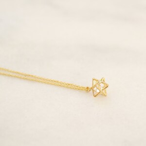 Tiny Merkaba Necklace with zirconia Spiritual Charm Minimalist and dainty Sacred Geometry Holistic Jewelry image 2