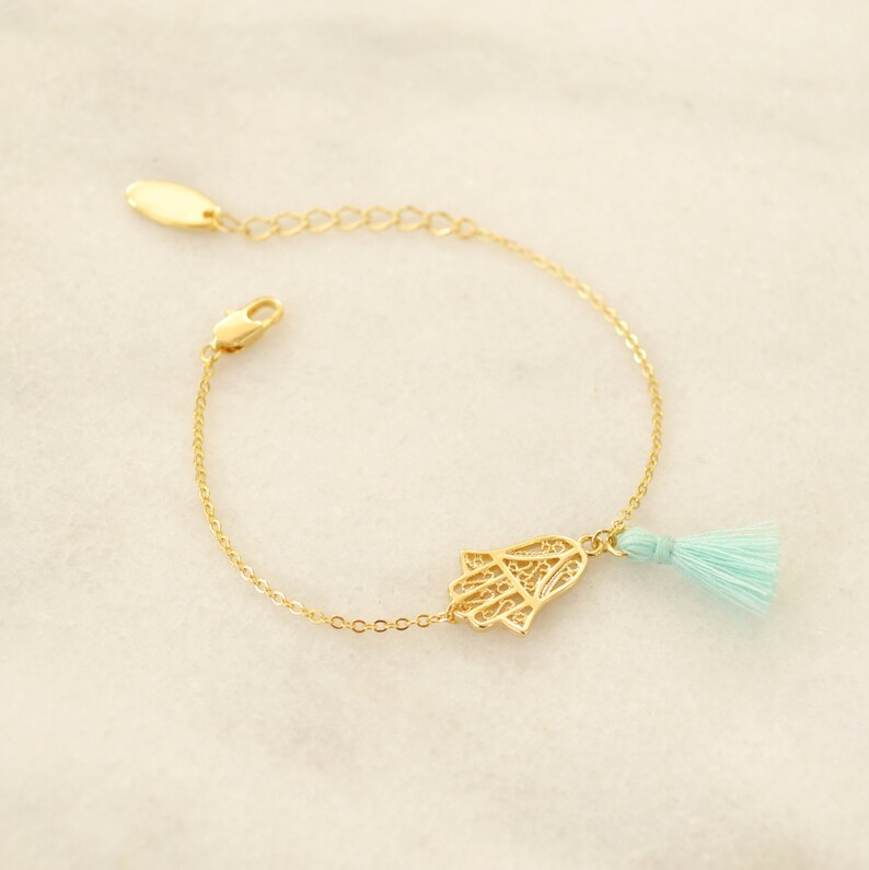 Hamsa Gold Tassel Bracelet Boho Tassel Bracelet Fatima Etsy