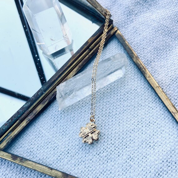 Lucky Four Leaf Clover Necklace in Gold Filled Lucky Charm
