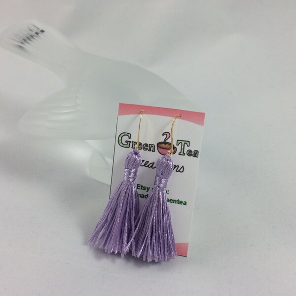 Holly Golightly - Breakfast at Tiffanys inspired satin lavender/lilac rayon tassel earrings