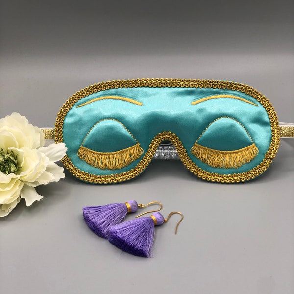 Holly sleep mask/ genuine silk earrings (optional)  Holly Golightly sleep masks - breakfast at Tiffany’s inspired