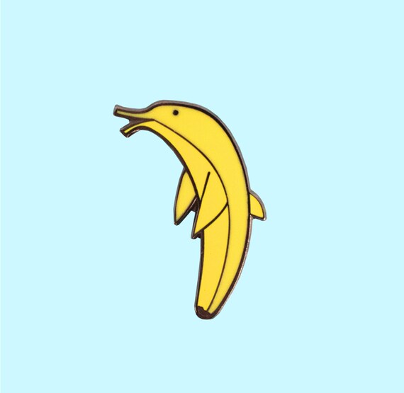 Banana Dolphin Enamel Pin / Banana Pin / Dolphin Pin / Food Enamel Pin / Enamel Pin Gift