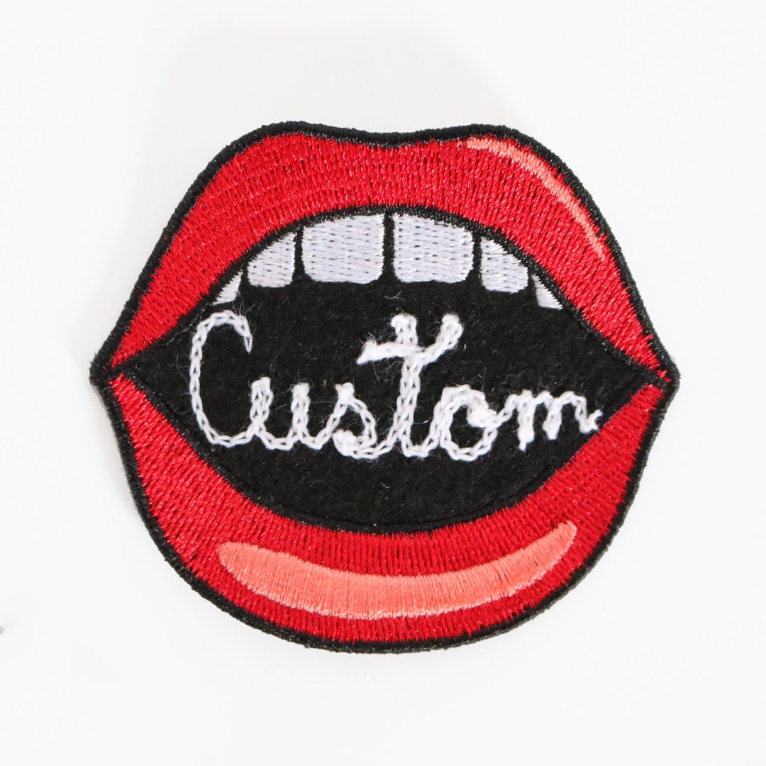 Custom Mouth Patch / Embroidered Felt Patch / Lips Patch / Etsy