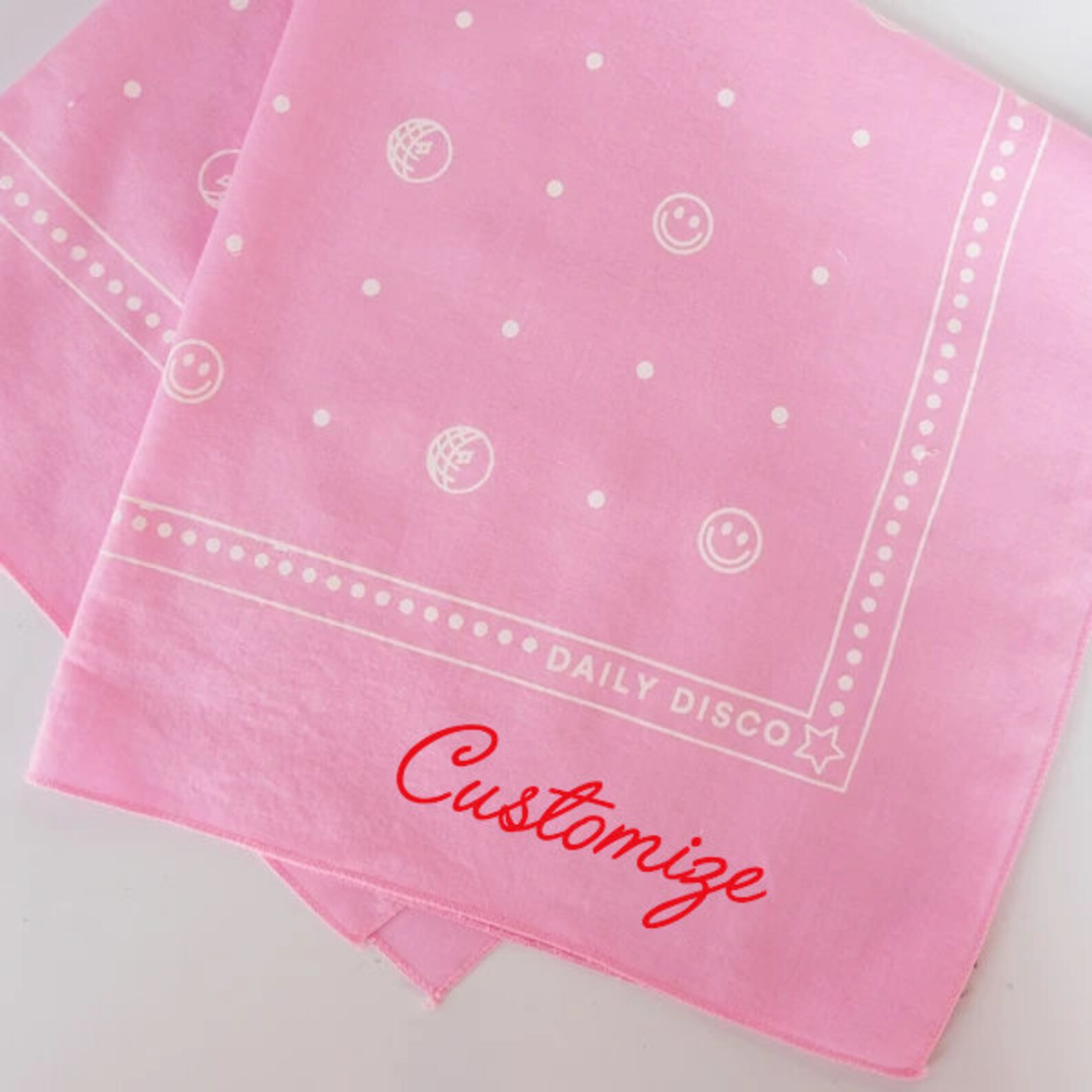 Pink Custom Bandana / Disco Ball Bandana / Embroidered Bandana Etsy