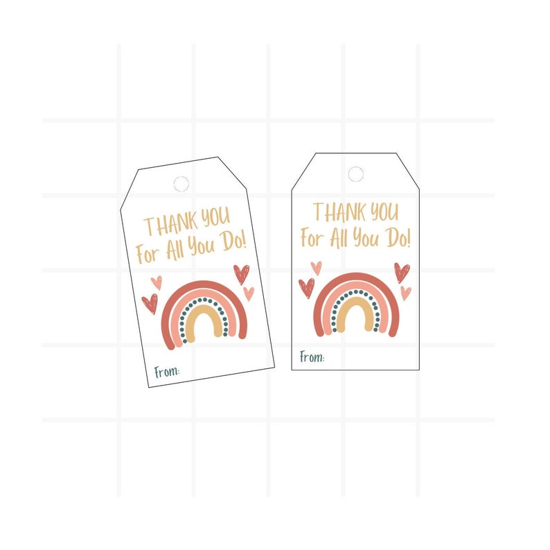 Printable Thank You for All You Do Gift Tag // Rainbow // Boho - Etsy