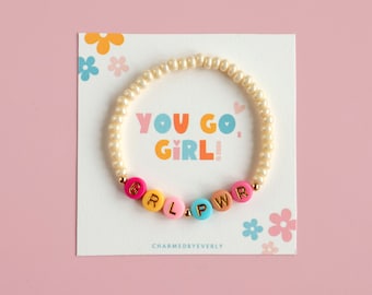 GIRL POWER beaded bracelet. Gift for girl. Empowerment gift.