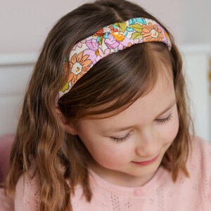 Colourful Retro Headband for Girls Handcrafted 70s Inspired Top Knot Accessory. image 8