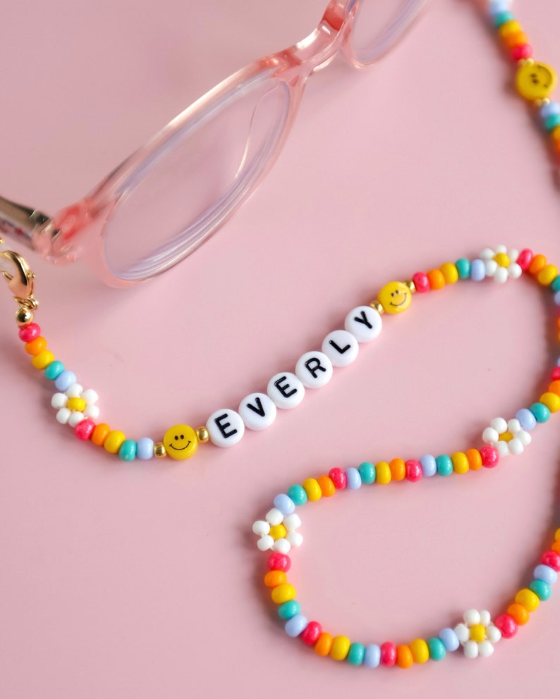 Children's personalised eyeglass chain. Colourful eyeglass chain. Daisy chain. zdjęcie 8