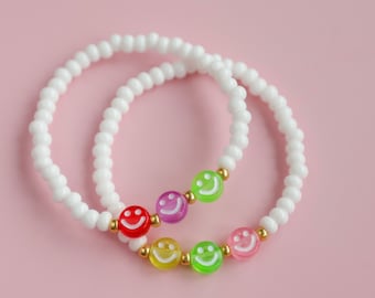 Smiley face bracelet. Stacking bracelet.