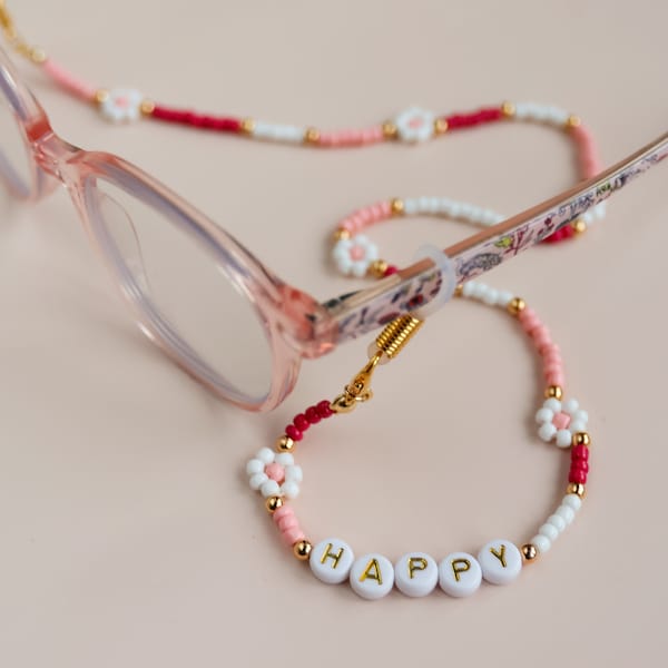 Chaîne de lunettes personnalisée pour enfants. Chaîne à lunettes en perles.