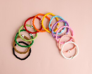 10 Bracelets Perles Extensibles Blancs - 6 Mm & 8 Mm - Set Empilable Pour Femmes, Mariage, Fête
