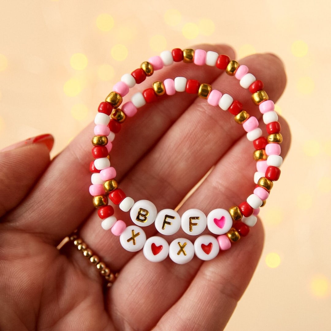Personalised Beaded Love Bracelet Etsy
