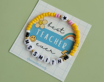 Personalised teacher bracelet. Teacher gift.