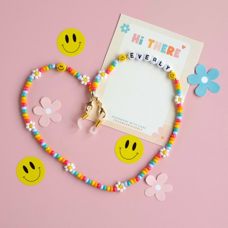 Children's personalised eyeglass chain. Colourful eyeglass chain. Daisy chain. zdjęcie 4