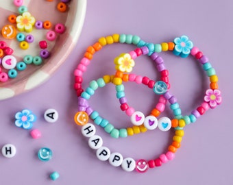 DIY personalised Bracelet KIT. Colourful beads.