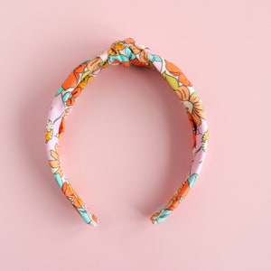 Colourful Retro Headband for Girls Handcrafted 70s Inspired Top Knot Accessory. image 5