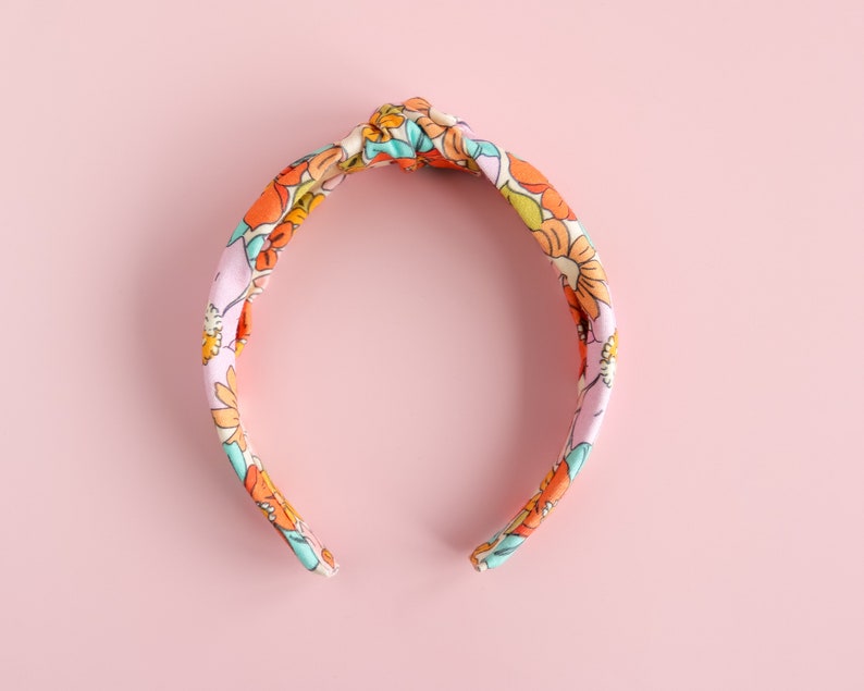 Colourful Retro Headband for Girls Handcrafted 70s Inspired Top Knot Accessory. image 5