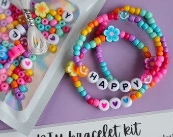 DIY personalised Bracelet KIT. Colourful beads.