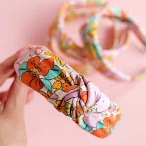 Colourful Retro Headband for Girls Handcrafted 70s Inspired Top Knot Accessory. image 4