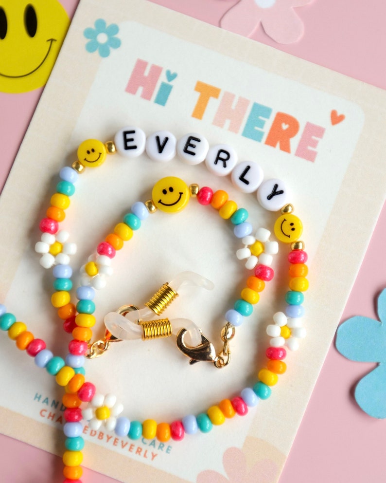 Children's personalised eyeglass chain. Colourful eyeglass chain. Daisy chain. zdjęcie 6