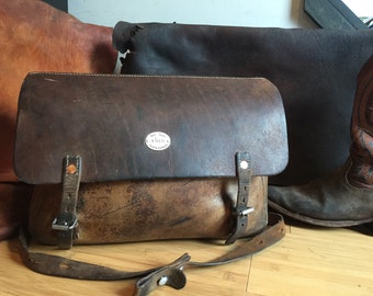 Rare Swiss Army Vintage Leather Messenger Bag - 1945 Saddlebag WWII