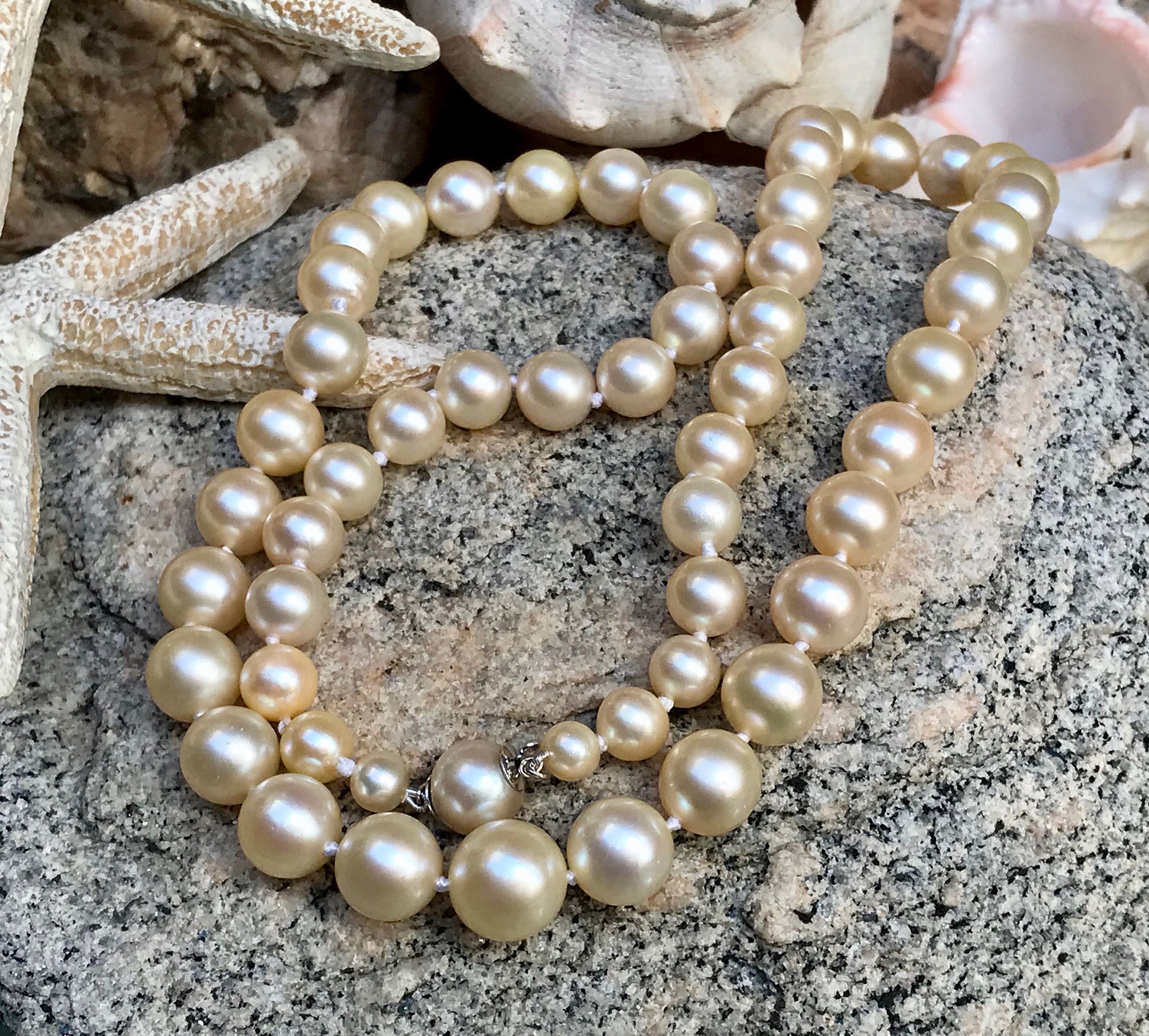 Saltwater Cultured Pearl Necklace 711mm Pearls 22 long Etsy