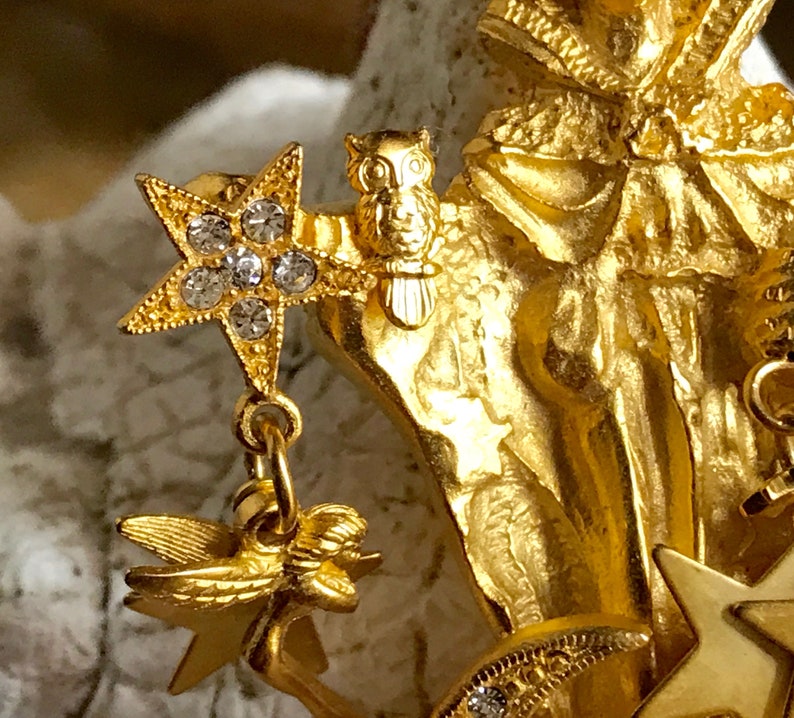 Kirks Folly Wizard Brooch Pendant Pin Fairies Moon Stars