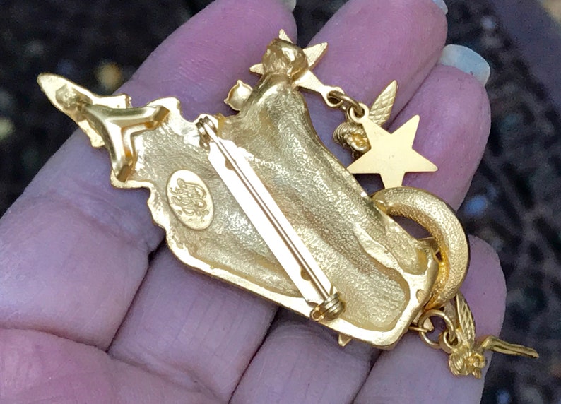 Kirks Folly Wizard Brooch Pendant Pin Fairies Moon Stars