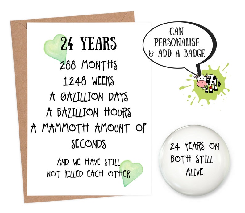 24th Wedding Anniversary Card 24th Anniversary Card 24 Year - Etsy UK