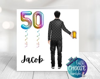 50th Card for a Man, 50th Card for Brother,  50th Card for Best Friend, Birthday Card 50th for Men,  Brother 50th, CAN CUSTOMISE FIGURE